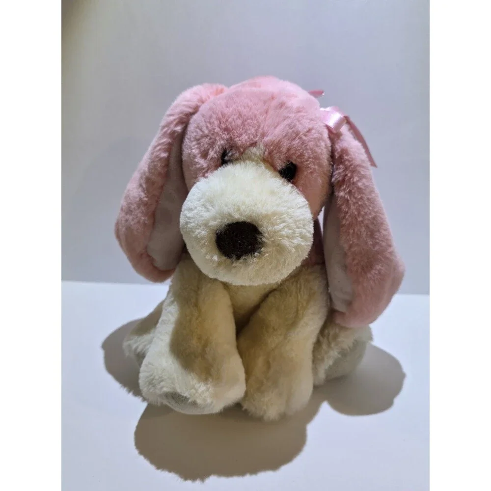 Aurora Pretty in Pink Bessie Plush Puppy Dog Pink & Cream Stuffed Animal